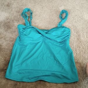 Teal Twisted Tankini Swim Top